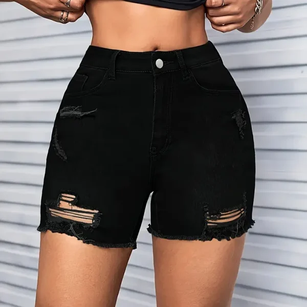 Women High-waisted Denim Shorts, Ripped  Casual