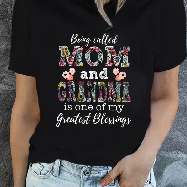 Casual Short Sleeve Chic Letter Print T-Shirt  MOM &;GRANDMA