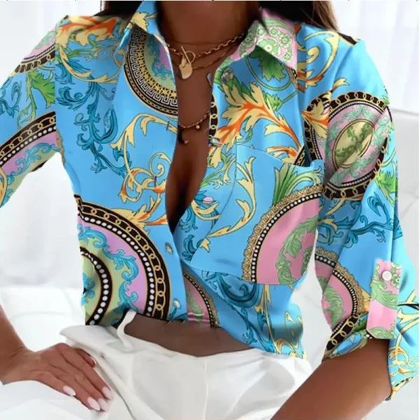 Casual Long Sleeve Lapel Slim Tops Women Fashion Blouses Shirts